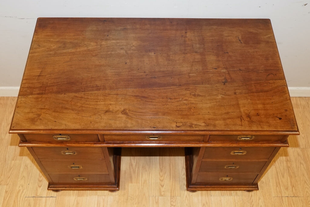 ANTIQUE RARE CIRCA 1880 VICTORIA REGINA MILITARY CAMPAIGN PEDESTAL DESK