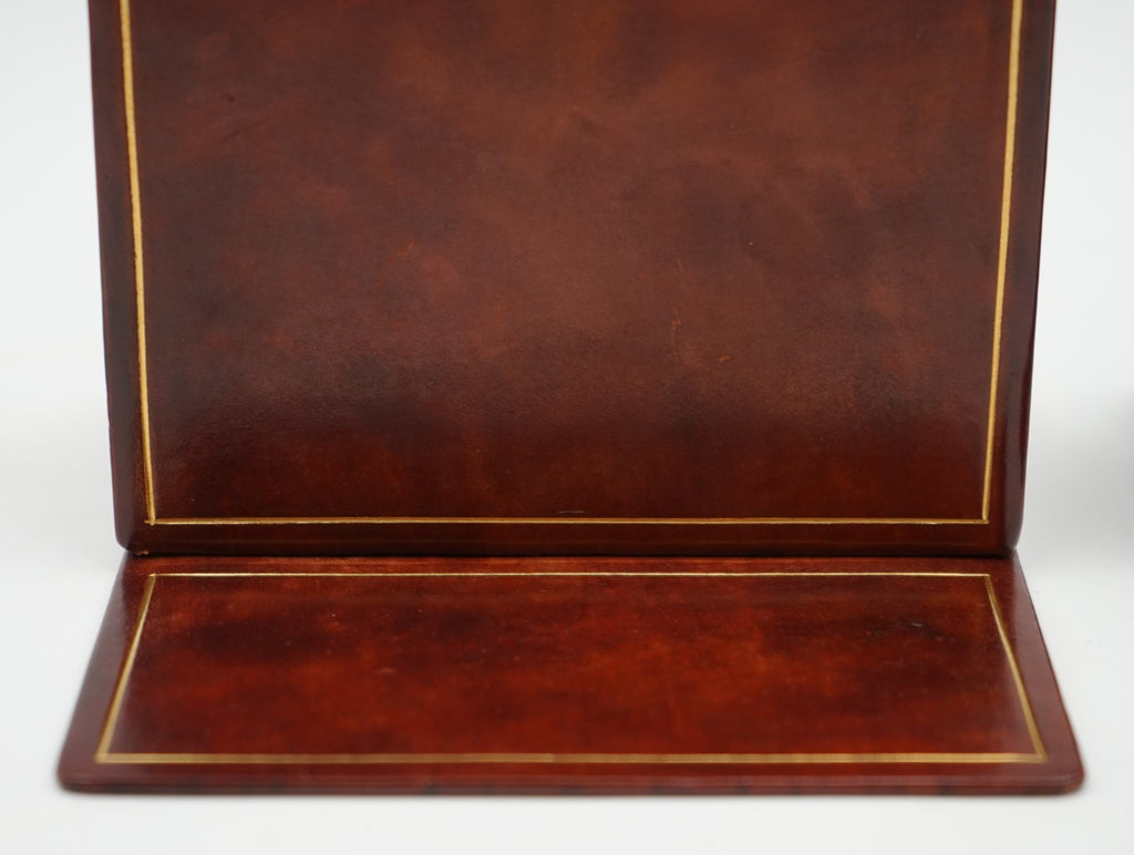 RARE PAIR OF ANTIQUE ASPREY LONDON LEATHER BOOK ENDS