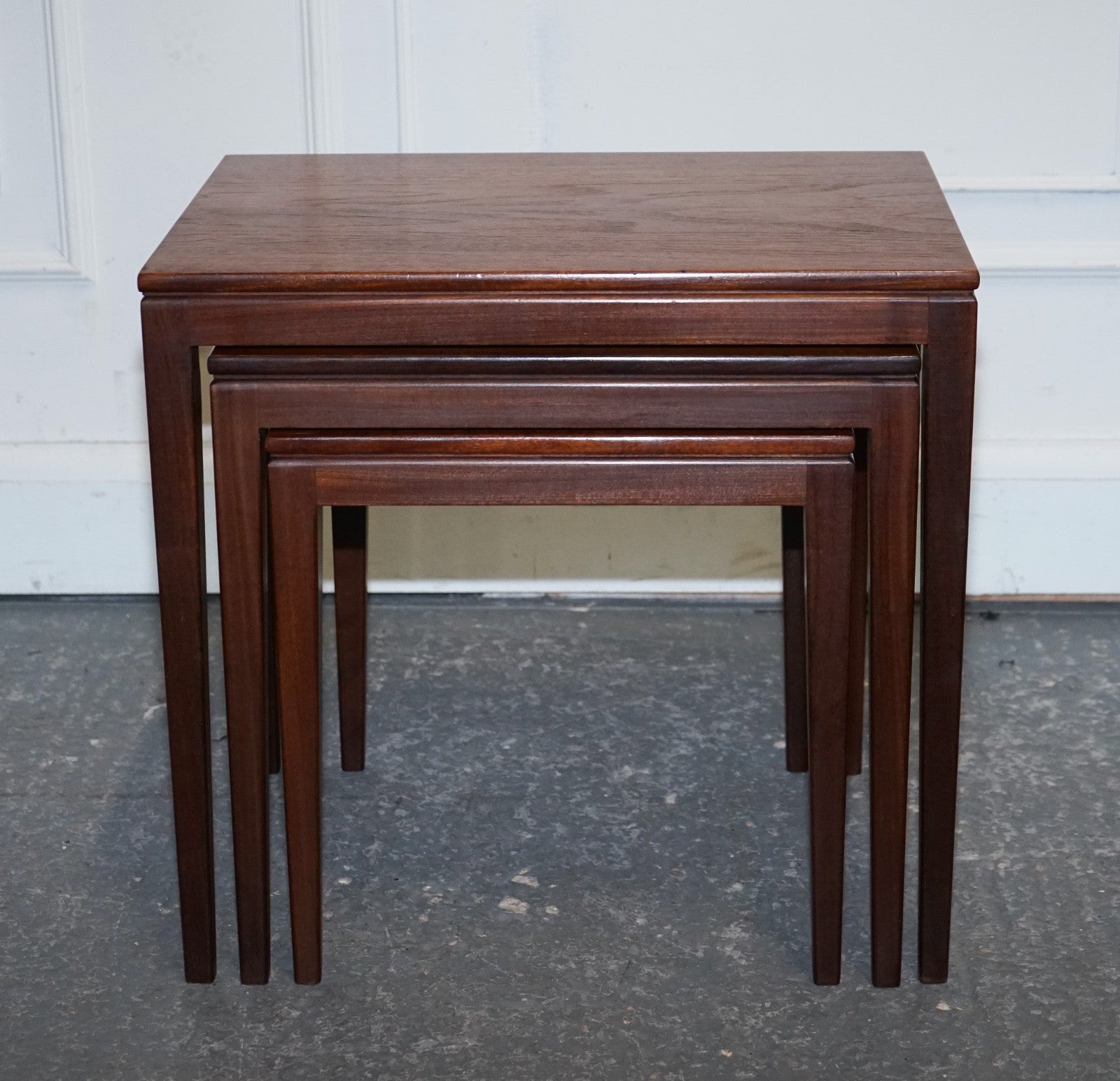 VINTAGE 1960'S DANISH MID CENTRY TEAK NEST OF THREE TABLES