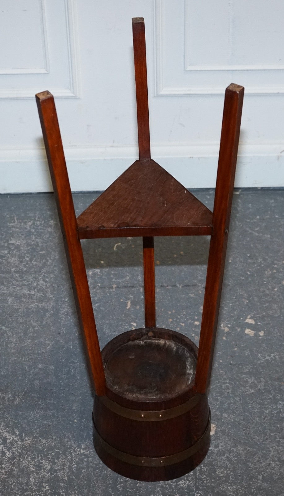 ANTIQUE EDWARDIAN OAK PLANT OR CHAMPAGNE STAND BY R.A. LISTER & CO ENGLAND