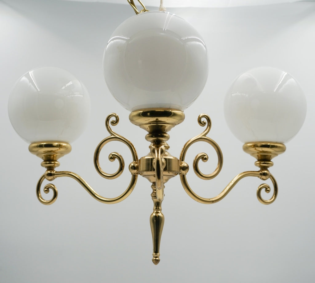 VINTAGE ART DECO STYLE CEILING CHANDELIER THREE ARM PENDANT (1/2)