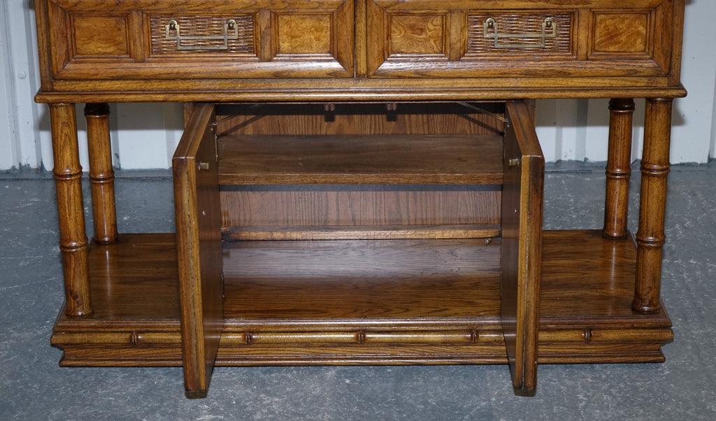 VINTAGE AMERICAN FAUX BAMBOO STYLE CONSOLE TABLE SMALL SIDEBOARD BY BURLINGTON
