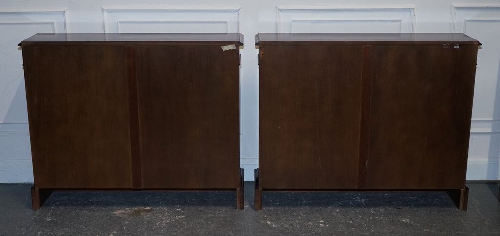 PAIR VINTAGE EDWARDIAN STYLE SHERATON DWARF OPEN BOOKCASE ADJUSTABLE SHELVES