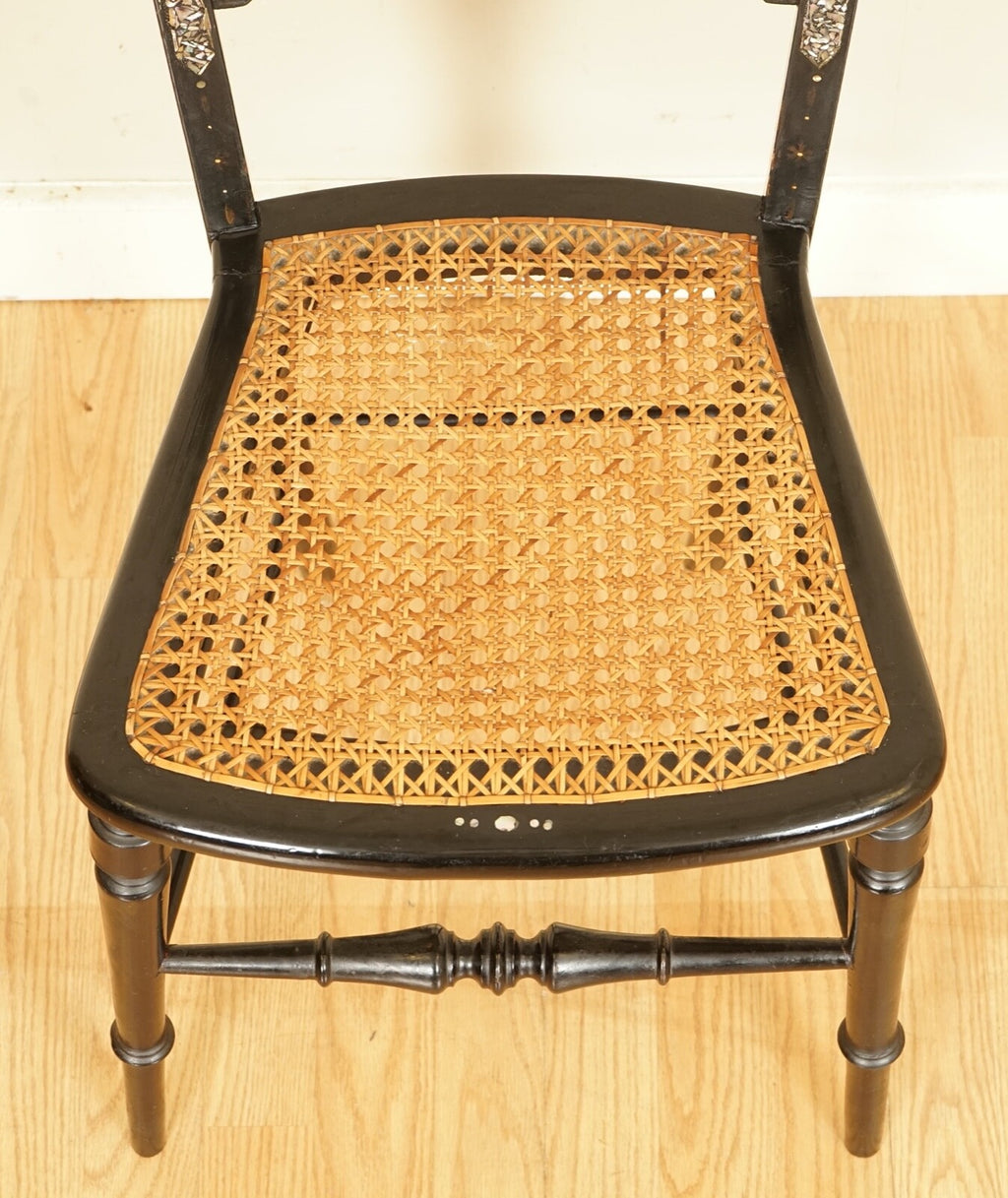 ANTIQUE CIRCA 1815 MOTHER OF PEARL INLAID EBONISED REGENCY OCCASIONAL CHAIR