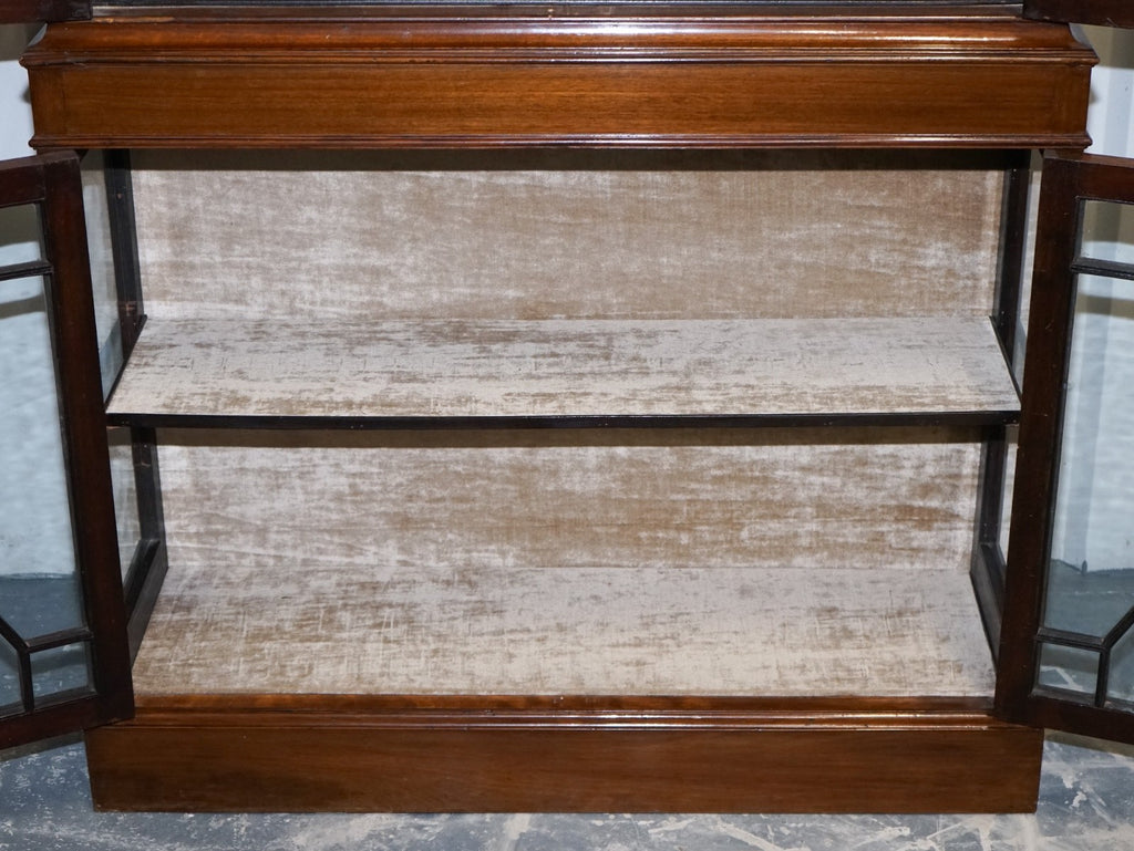 ENGLISH 19TH CENTRY GLAZED DISPLAY CURIO CABINET WITH FIXED SHELVES