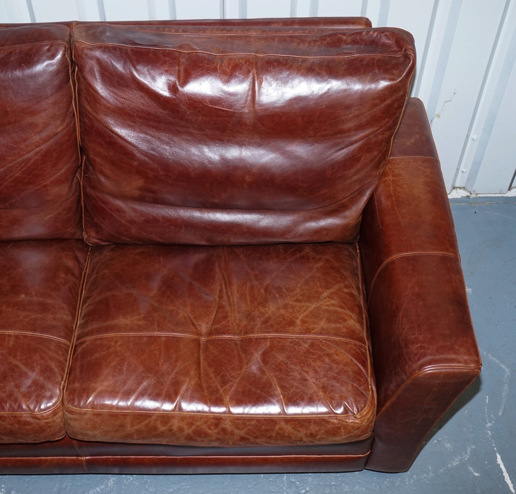 VINTAGE BROWN LEATHER TWO TO THREE SEATER SOFA