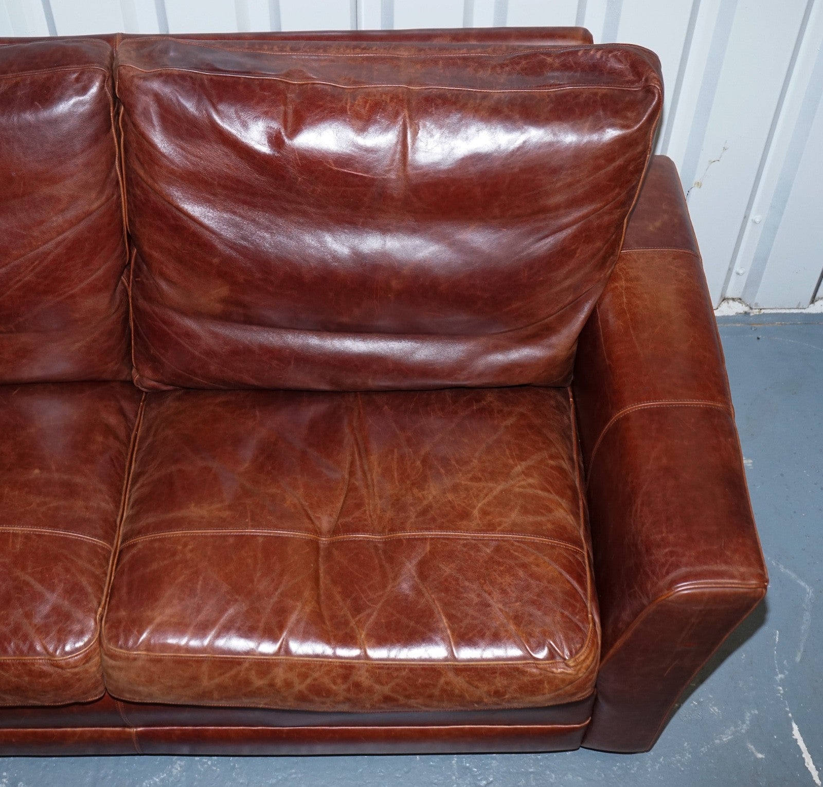 VINTAGE BROWN LEATHER TWO TO THREE SEATER SOFA