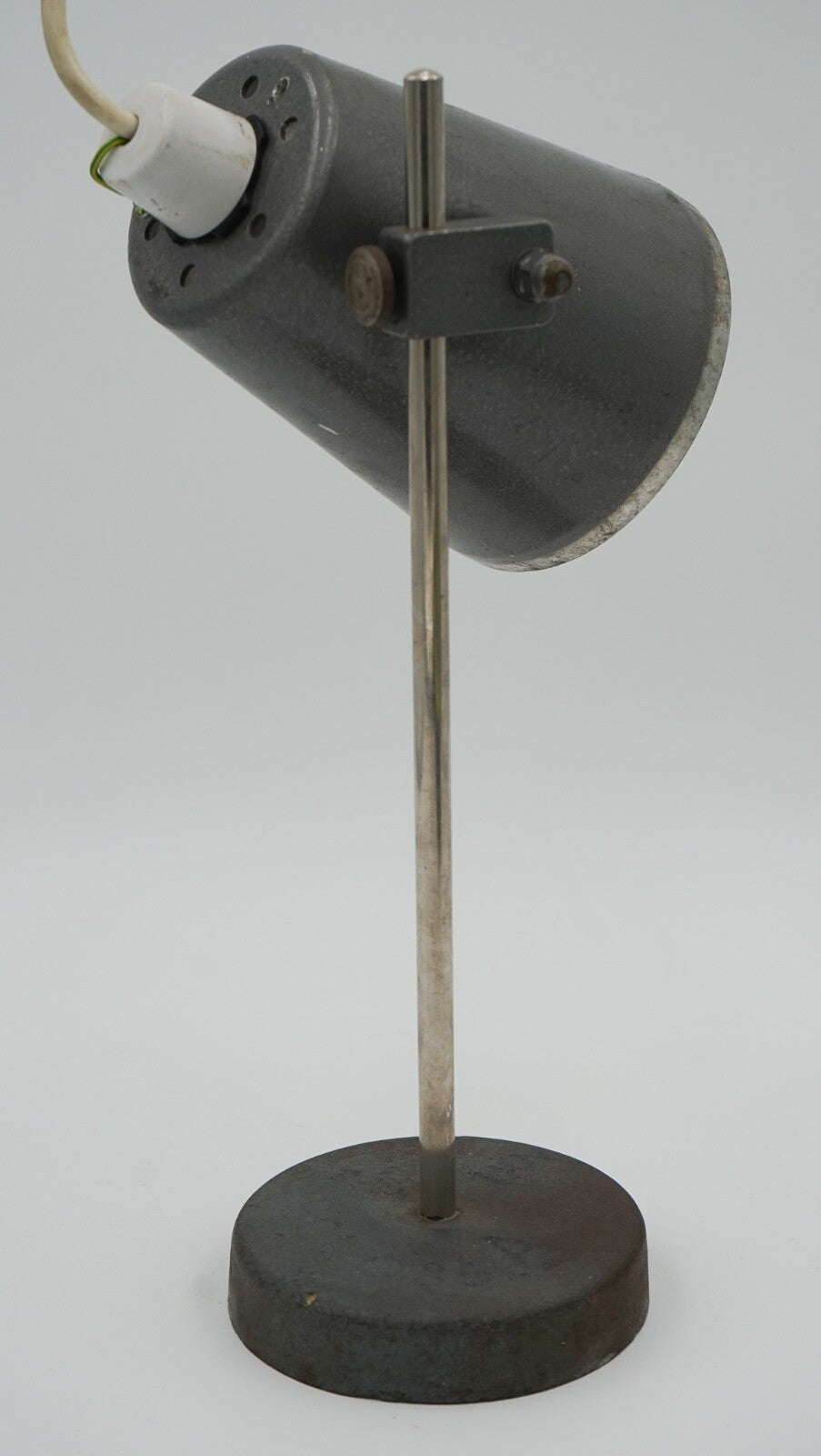 1940'S ENGLISH SALVAGED LABORATORY SCHOOL TABLE ADJUSTABLE LIGHT 006