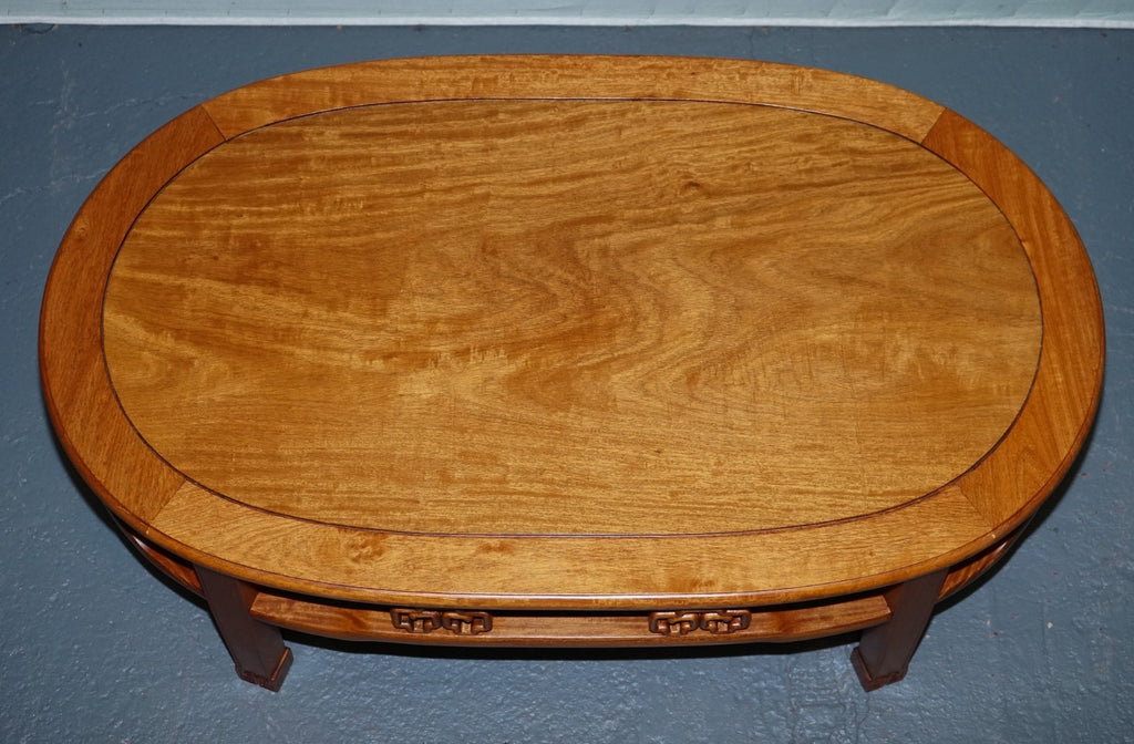 VINTAGE CHiNESE ORiENTAL CARVED BROWN TEAK COFFEE TABLE