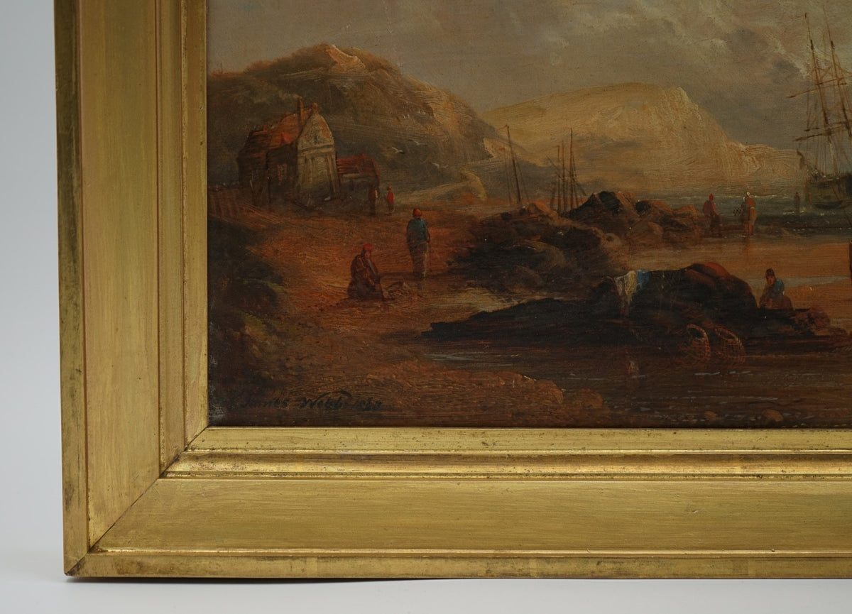 ANTIQUE 1868 SIGNED AND DATED VICTORIAN COASTAL OIL PAINTING BY JAMES WEBB