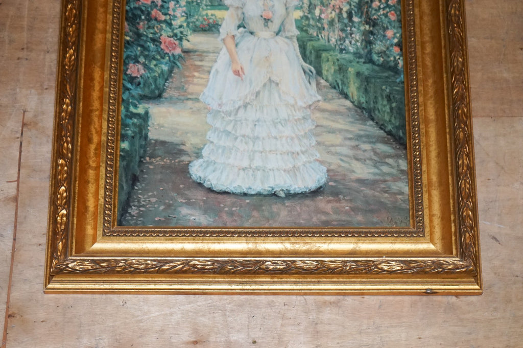 VINTAGE OIL PAINTING ''ENGLISH ROSE'' BY ALAN MALEY GILTED FRAME 80 X 65 CM