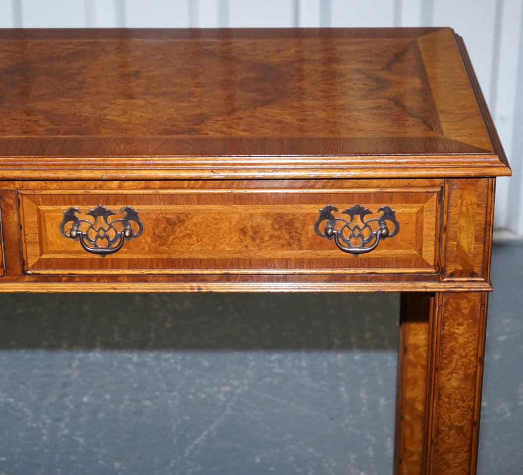 GEORGIAN STYLE BRIGHTS OF NETTLEBED LONDON BURR WALNUT CONSOLE TABLE