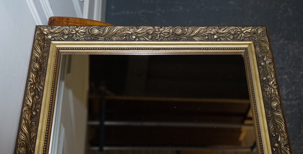 LOVELY VINTAGE GOLD ORNATE BEVELLED WALL MIRROR