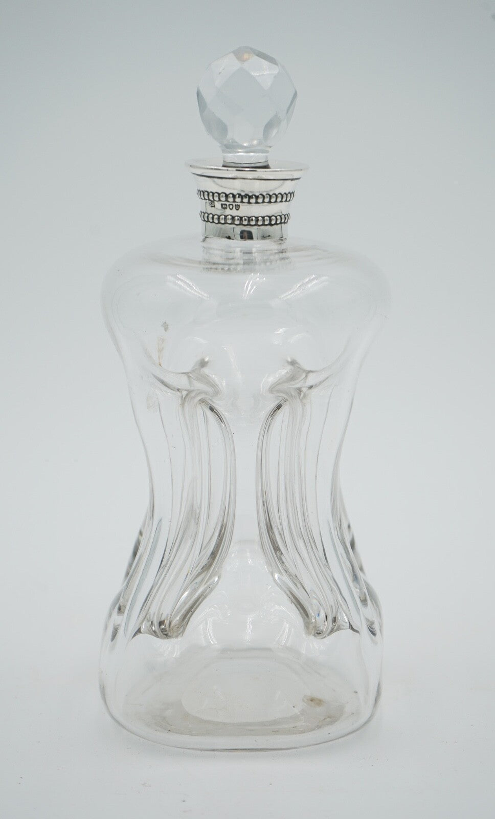 ANTIQUE 1891 WILLIAM HUTTON & SONS LONDON STERLING SILVER COLLAR PINCH DECANTER