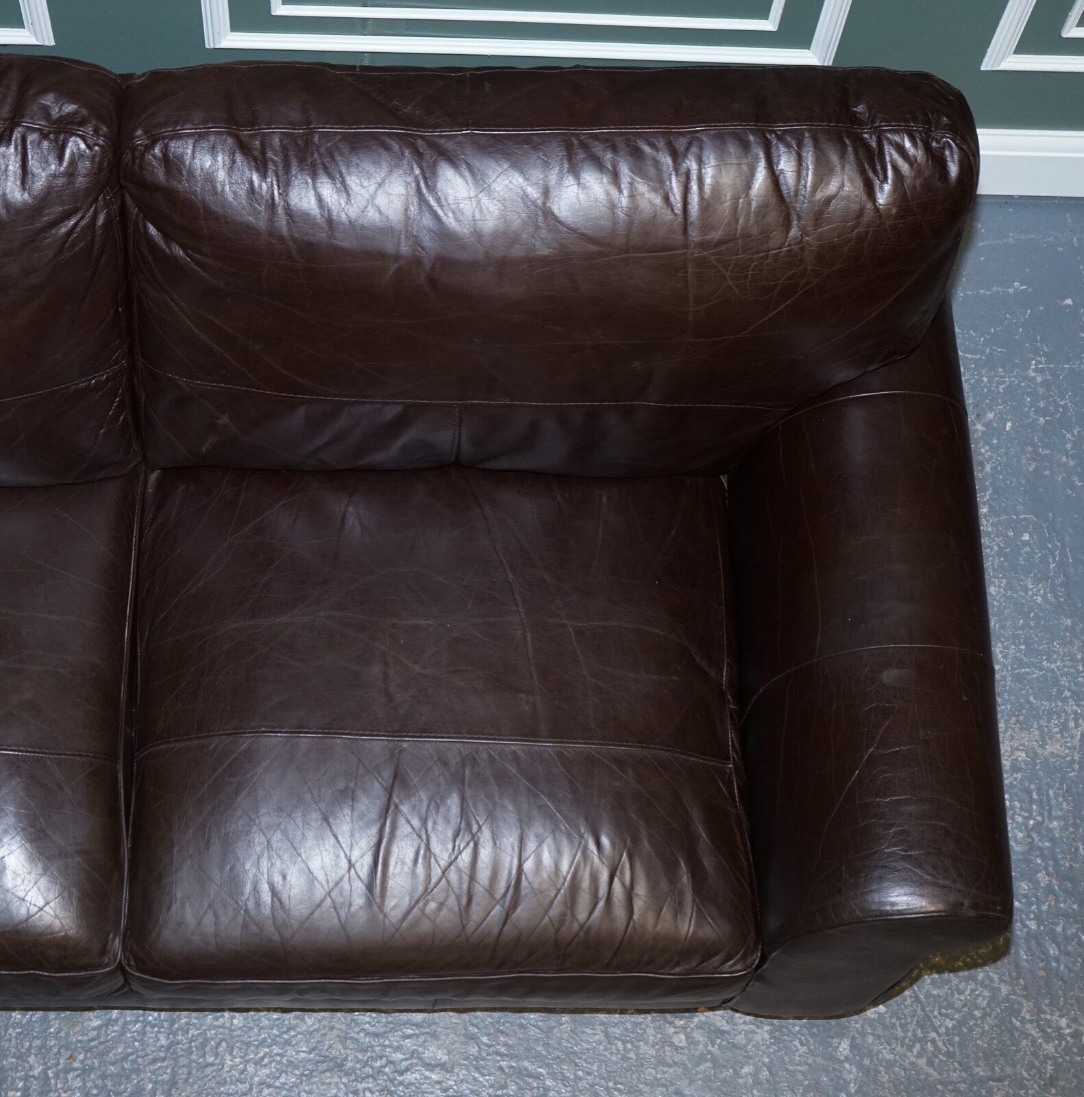 VINTAGE CHOCOLATE BROWN TWO TO THREE SEATER SOFA