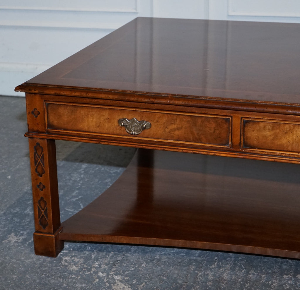 LARGE GEORGIAN STYLE BURR WALNUT COFFEE TABLE BY BRIGHTS OF NETTLEBED LONDON