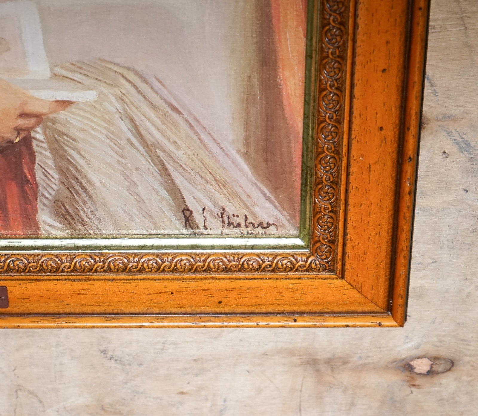 VINTAGE PRINT PAINTING ''SUMMER DAYS'' BY ROBERT STUBNER WOODEN FRAME 63 X 52 CM