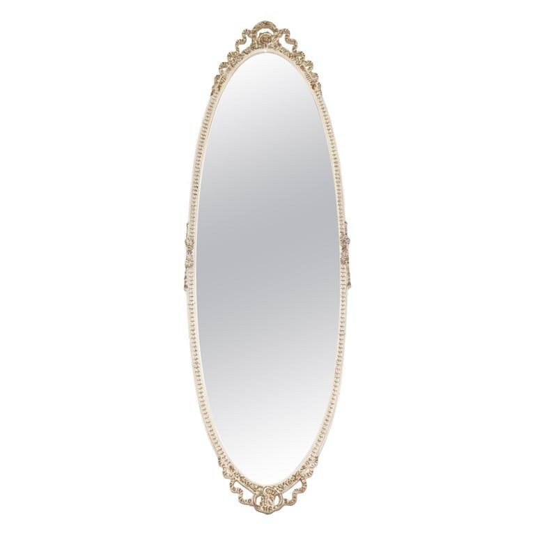 BEAUTIFUL VINTAGE OVAL LONG WALL CARVED FRENCH MiRROR