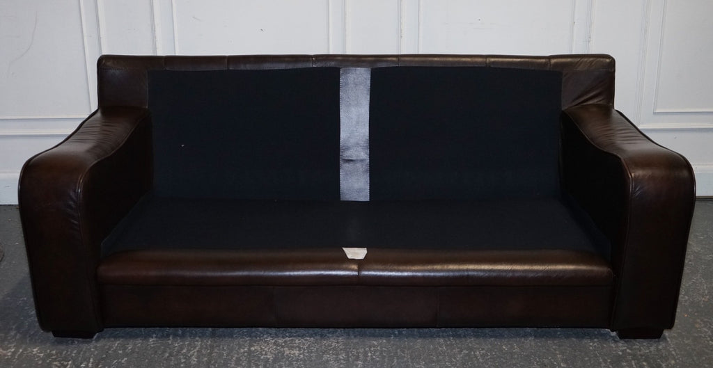 LOVELY VINTAGE CLUB BROWN LEATHER TWO TO THREE SOFA