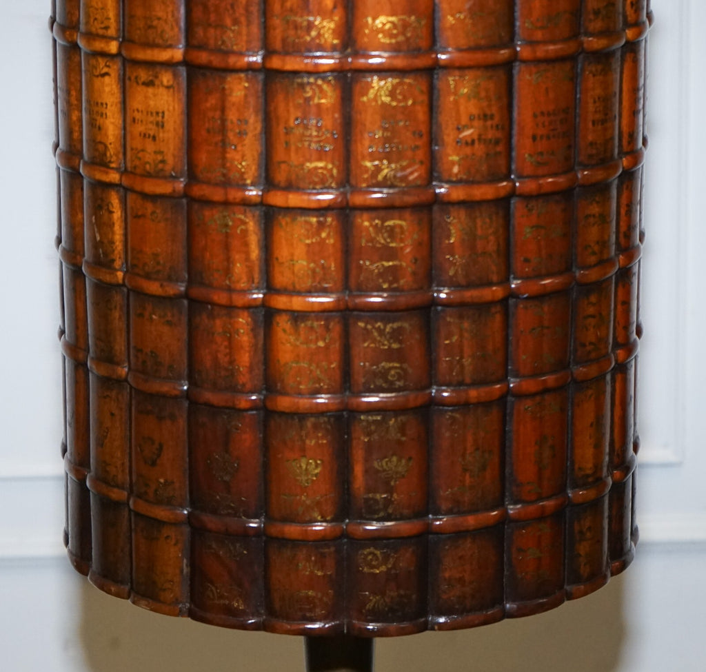 VINTAGE THEODORE ALEXANDER LEATHER FAUX BOOK WASTE BASKET OFFICE BIN