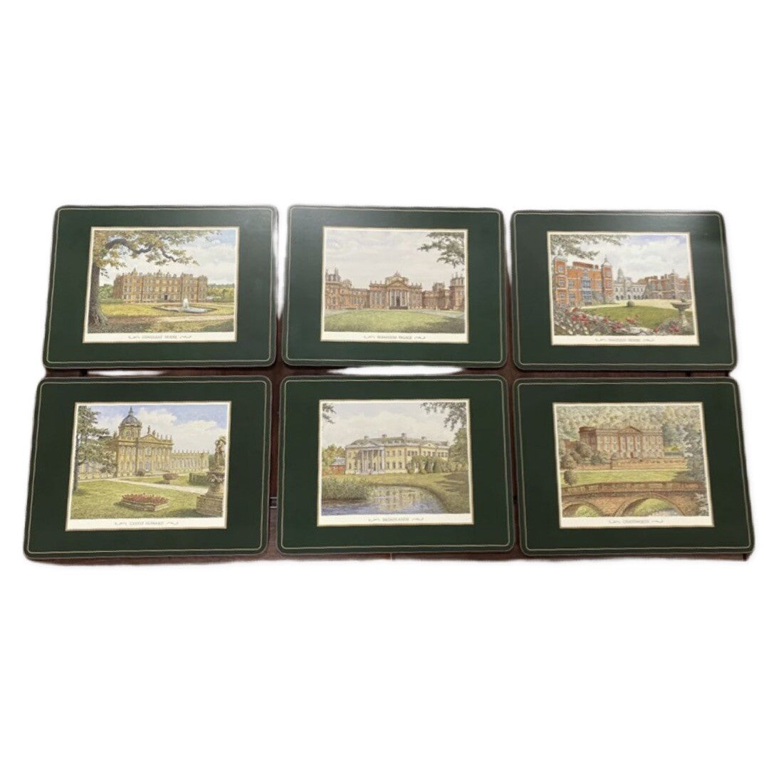 VINTAGE PIMPERNEL CORK COASTERS 'STATELY HOMES' SET OF 6 IN ORIGINAL BOX