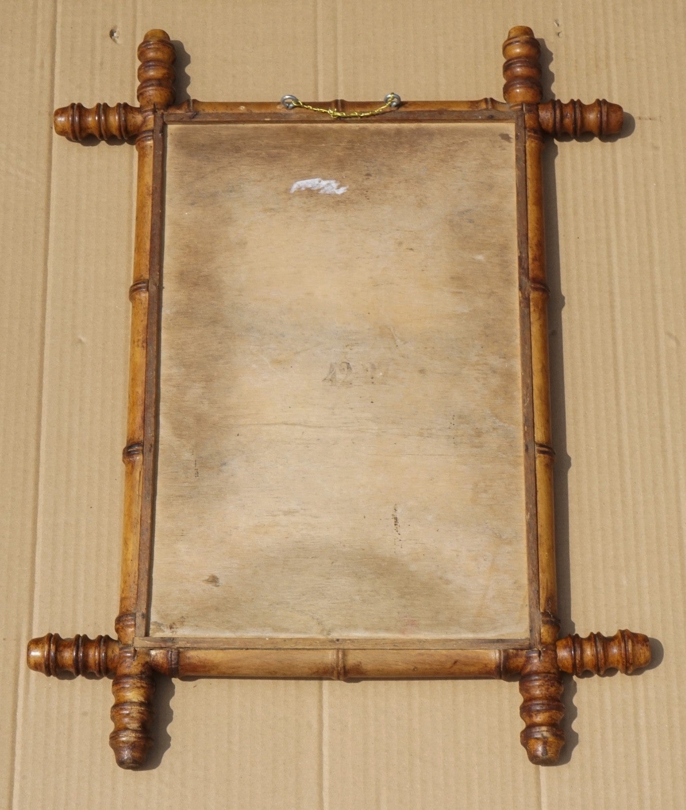 ANTIQUE ENGLISH DECORATIVE FAUX BAMBOO WALL MiRROR WITH LIGHT FOXING GLASS