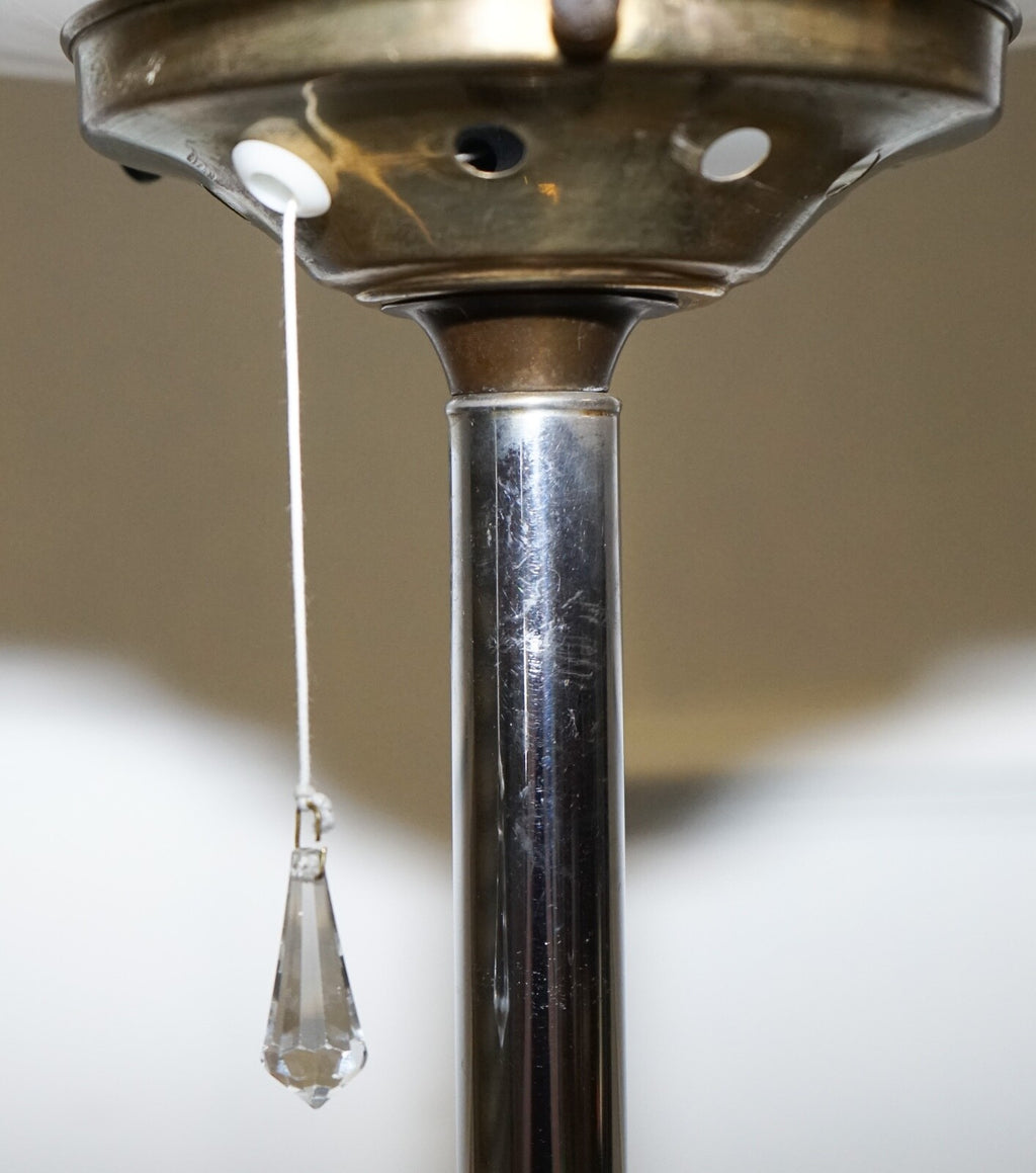 CIRCA 1930'S ART DECO FLOOR LAMP WITH WHITE GLASS SHADE