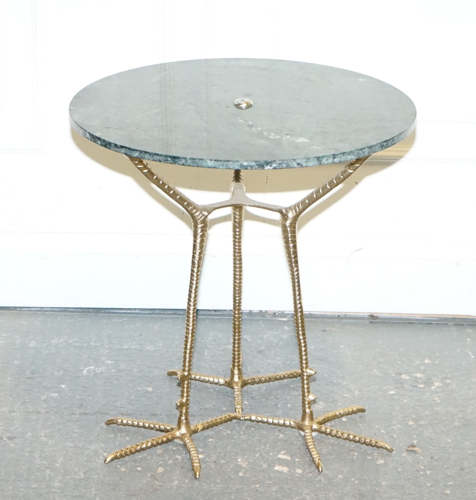 BEAUTIFUL SHOWROOM GREEN MARBLE GOLD BIRD FEET DISPLAY SiDE PLANT LAMP TABLE