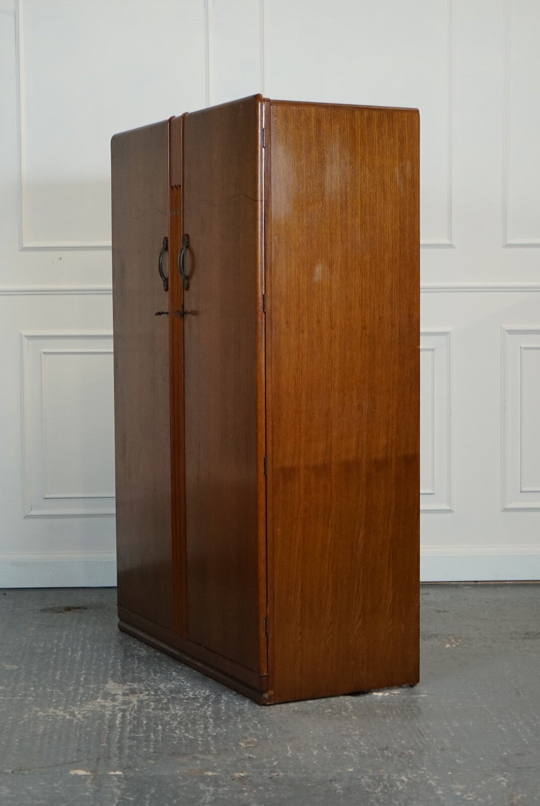 VINTAGE ART DECO MAHOGANY TWO DOOR WARDROBE BY LEBUS FURNITURE J1
