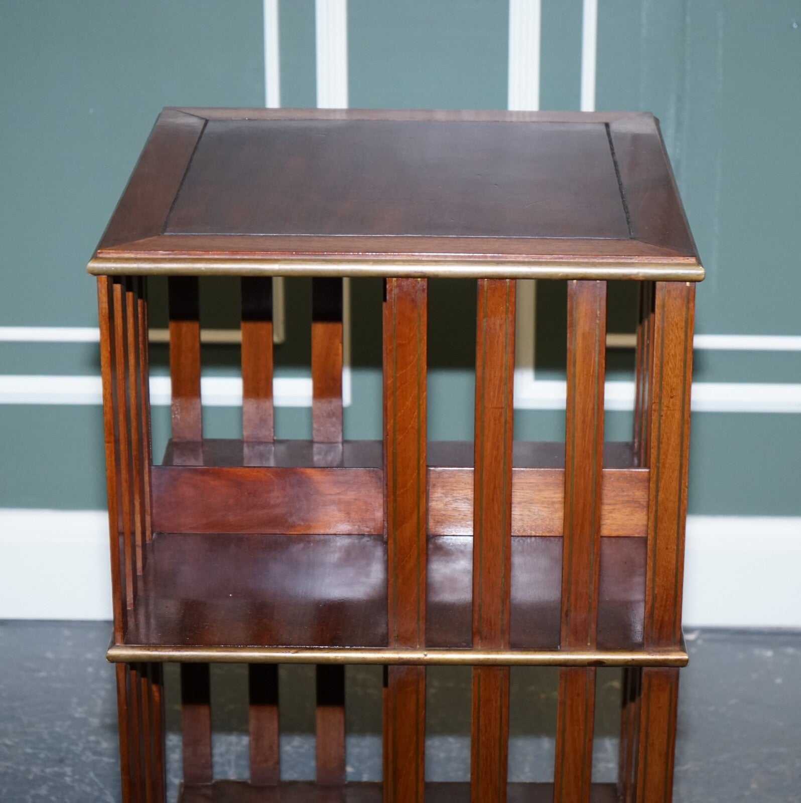 RESTORED FRENCH MILITARY CAMPAIGN BRASS INLAID REVOLVING BOOKCASE