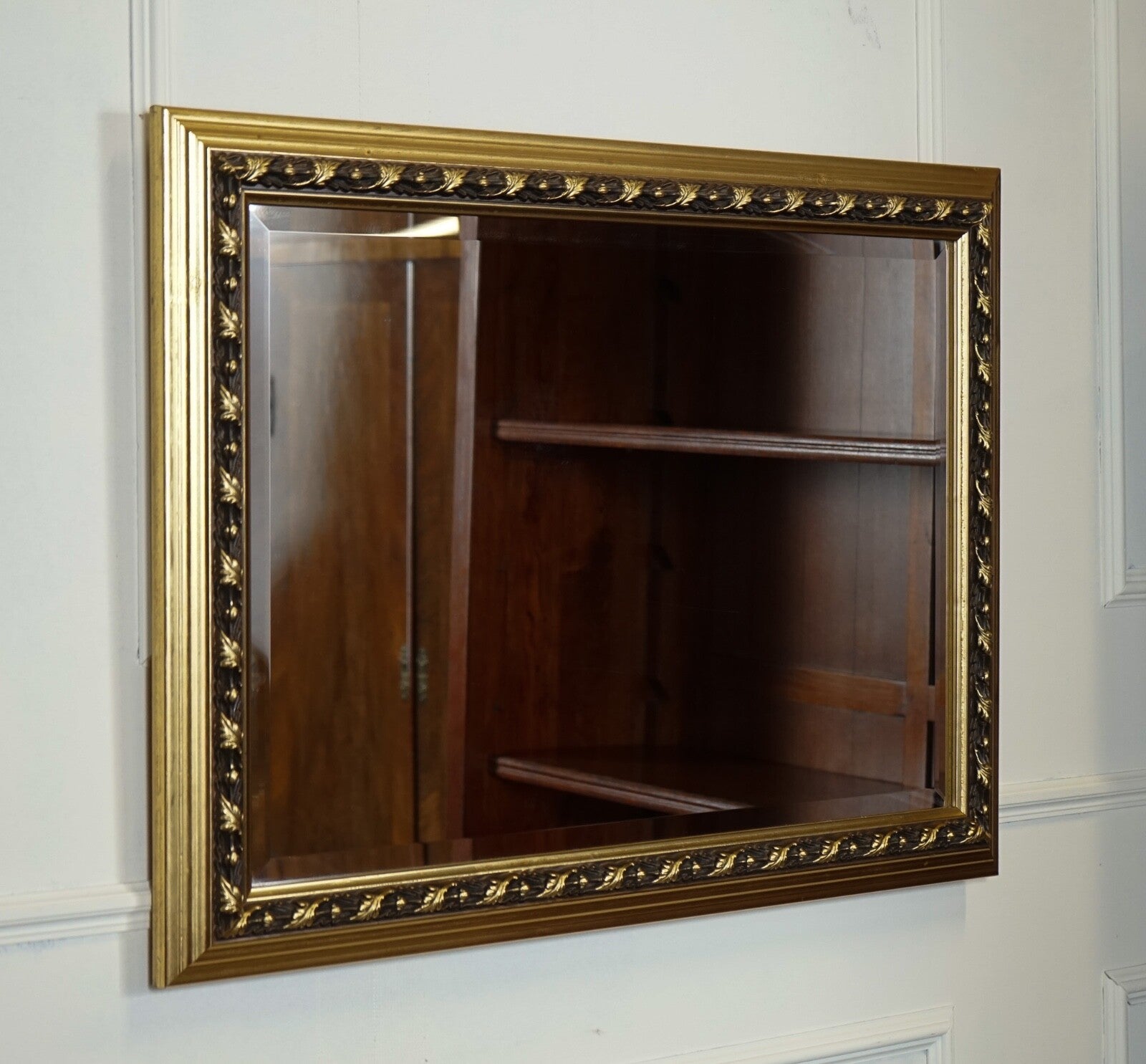 LOVELY GOLD ORNATE RECTANGLE BEVELLED MIRROR J1