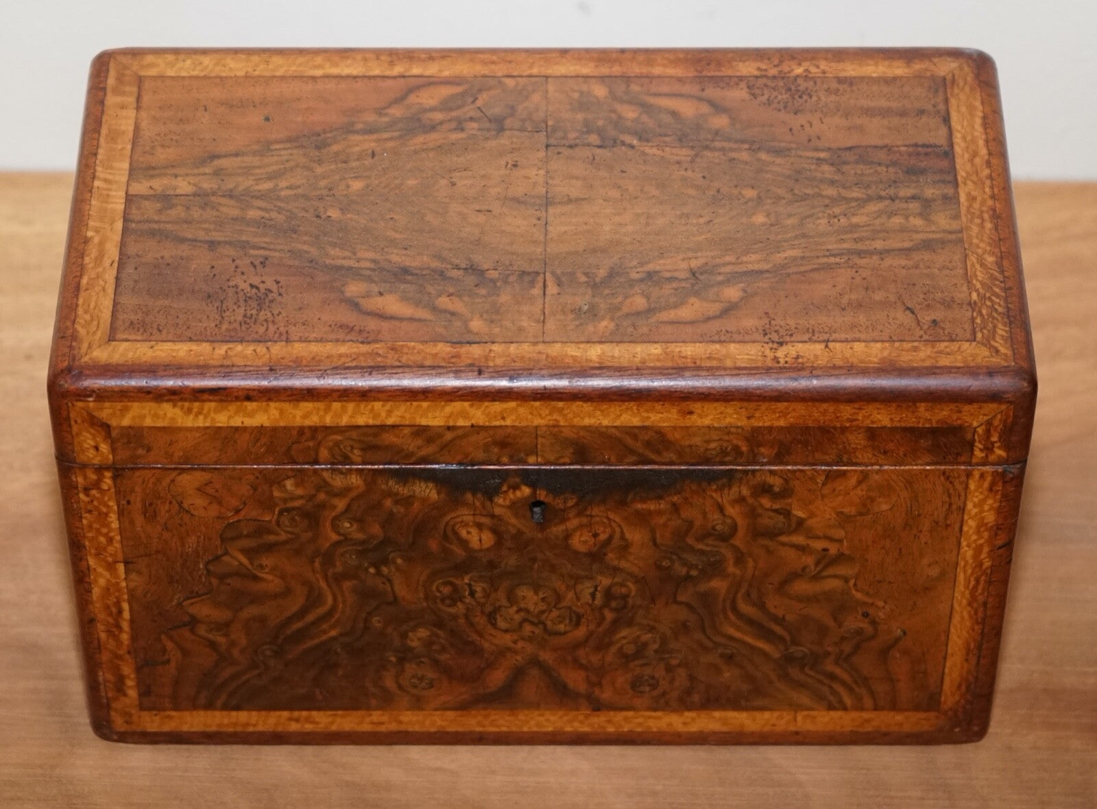 BEAUTIFUL SET OF VINTAGE BURR WALNUT SEWING STORAGE