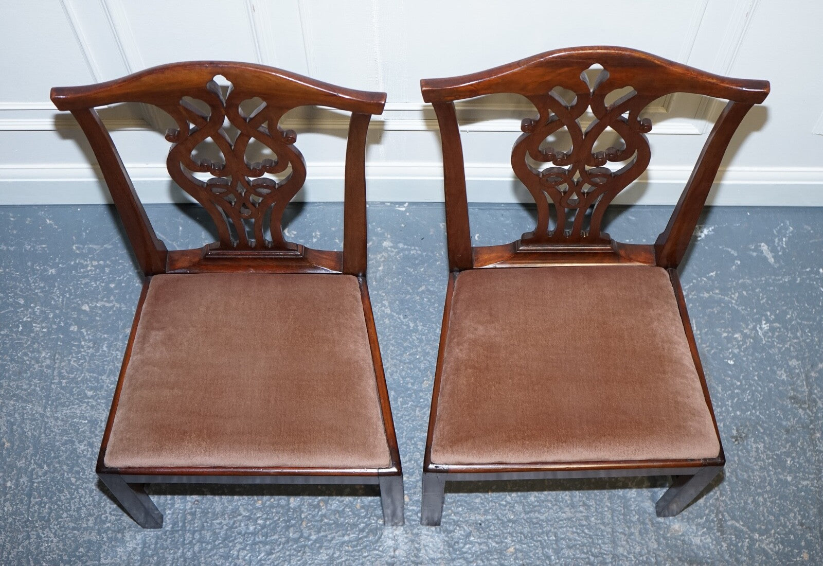 LOVELY CHIPPENDALE STYLE SET OF 6 DINING CHAIRS H FRAME