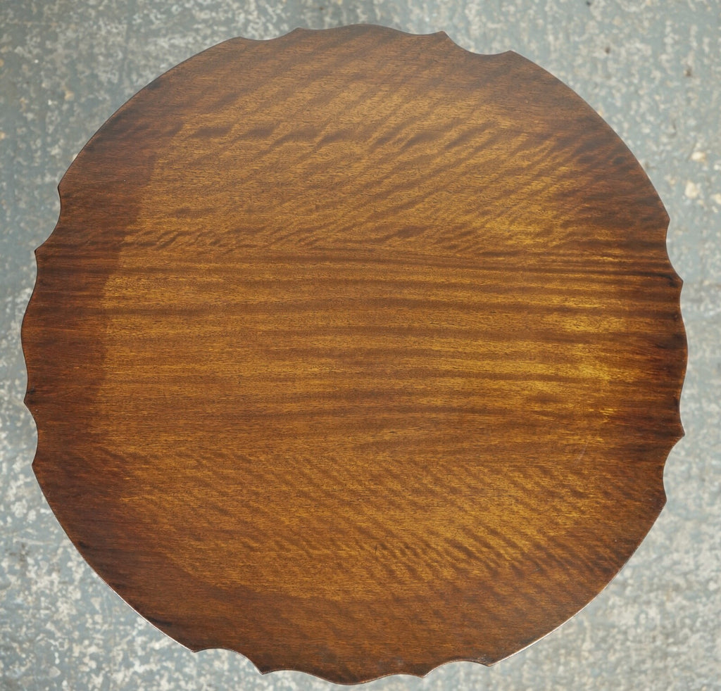 LOVELY SMALL PIE CRUST SHAPED EDGES HARDWOOD SIDE TABLE J1