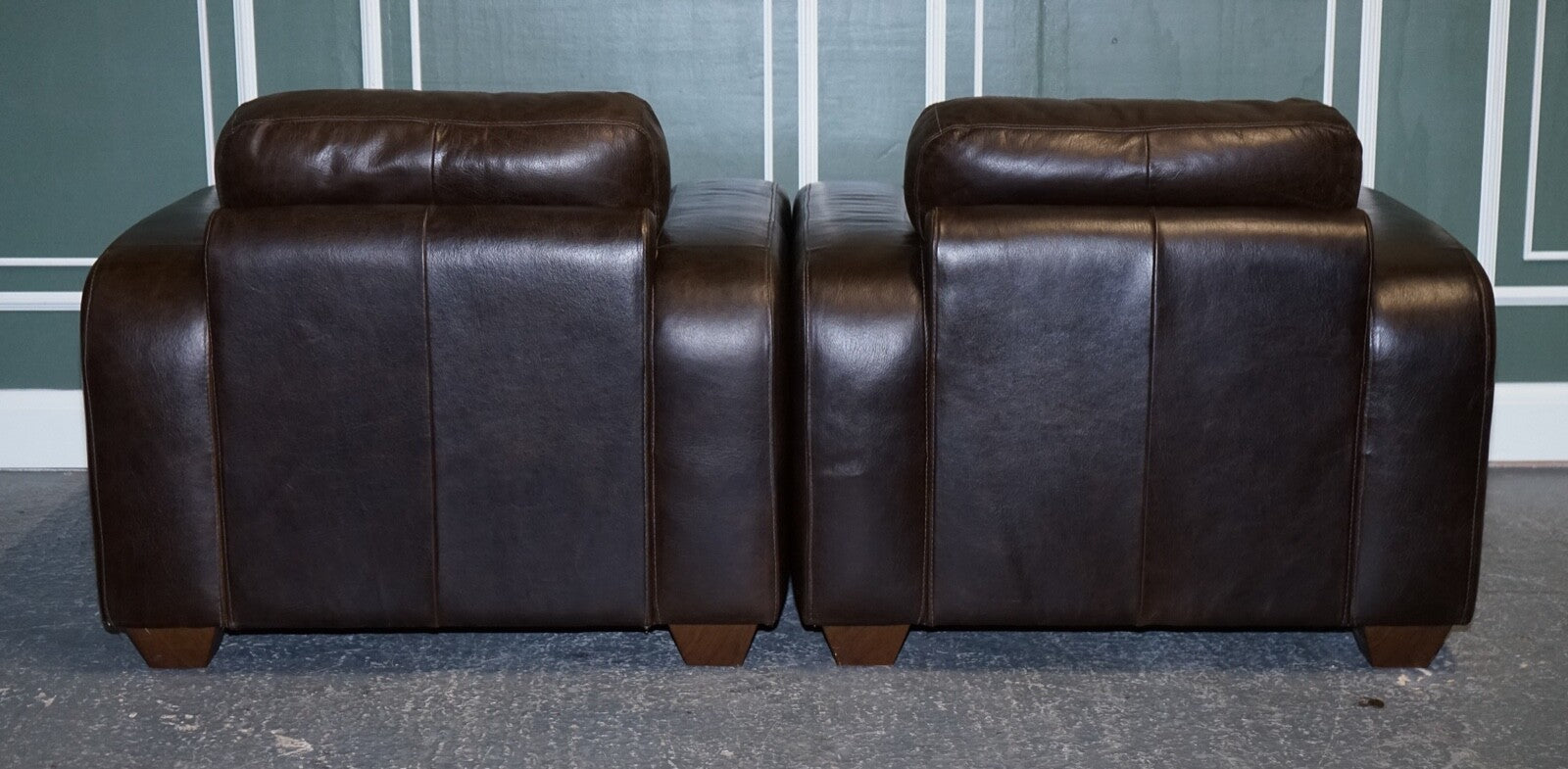 VINTAGE PAIR OF CHOCOLATE BROWN LEATHER ARMCHAIRS BY SOFITALIA