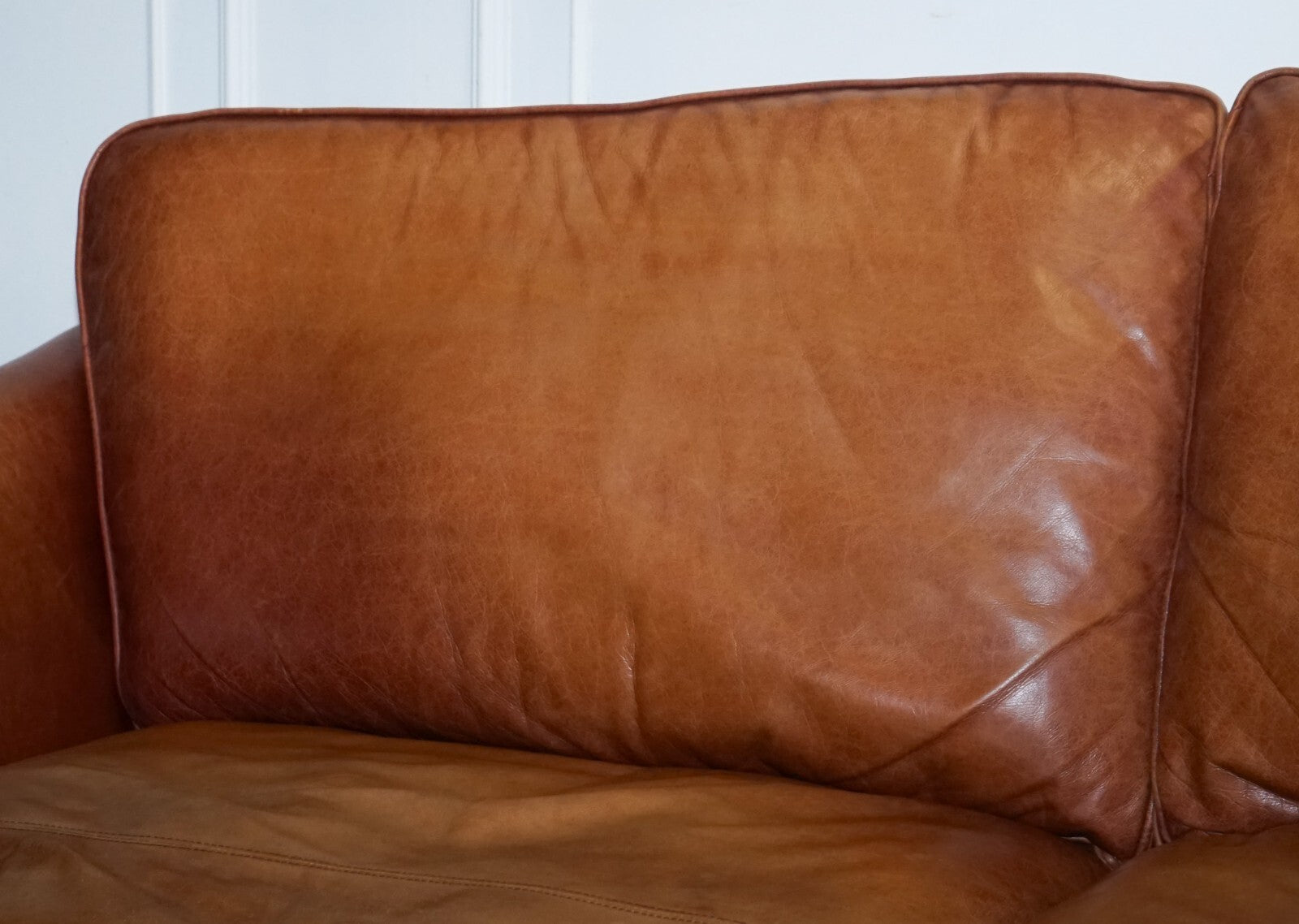 VINTAGE BROWN LEATHER TWO SEATER PARKER KNOLL SOFA