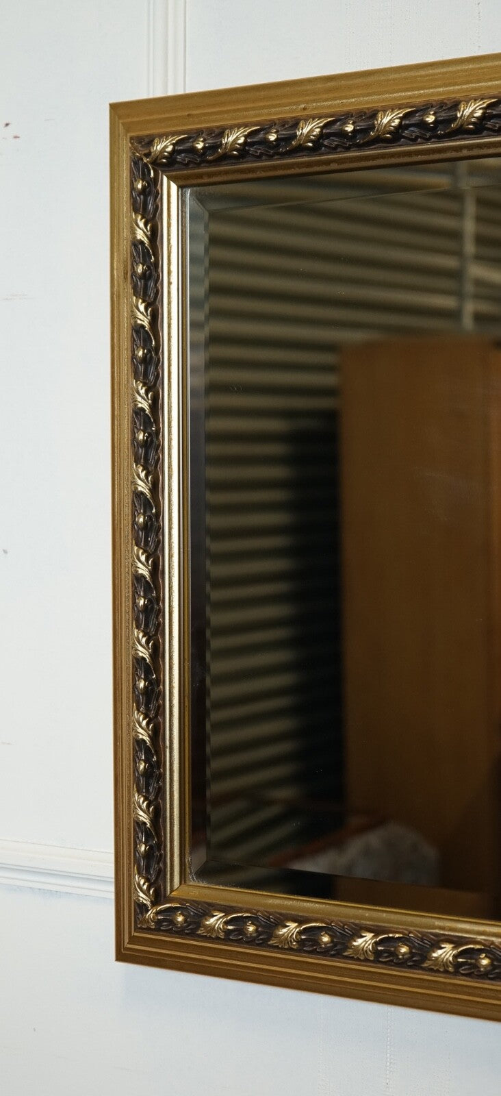 LOVELY GOLD ORNATE RECTANGLE BEVELLED MIRROR J1