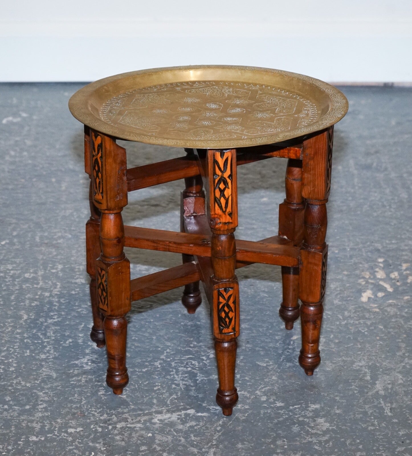 VINTAGE MOORISH MOROCCAN BRASS FOLDING TRAY TABLE