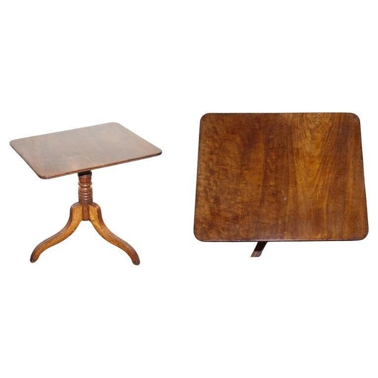 ANTIQUE 19TH CENTURY ENGLISH OAK RECTANGLE TRIPOD TILT TOP TABLE