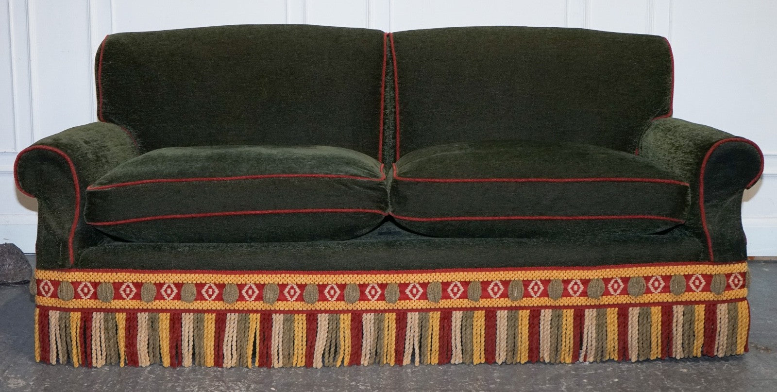 PETER DUDGEON BRITISH HANDMADE GREEN FABRIC HOWARD STYLE 3 SEATER SOFA RRP£12000