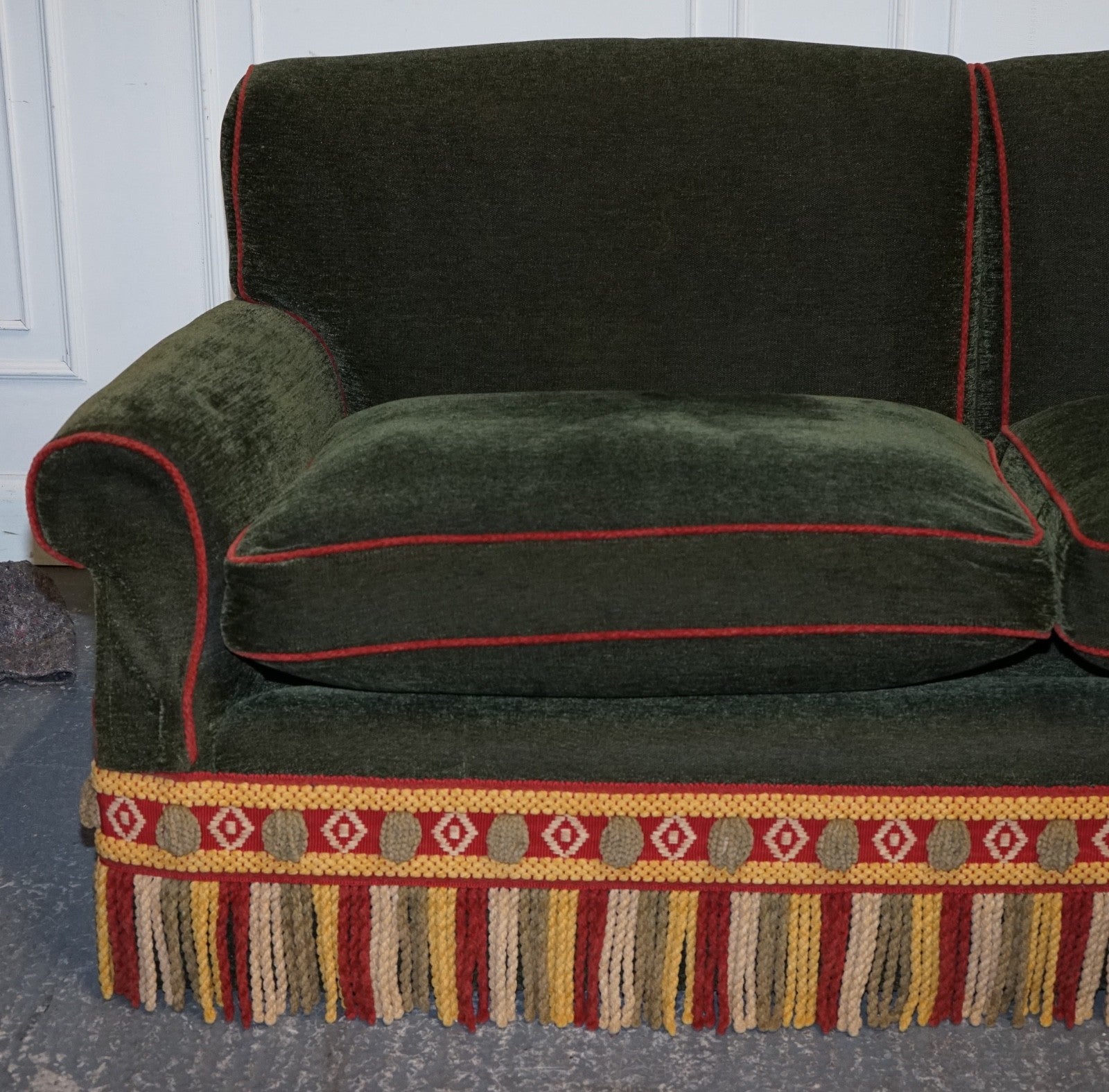 PETER DUDGEON BRITISH HANDMADE GREEN FABRIC HOWARD STYLE 3 SEATER SOFA RRP£12000