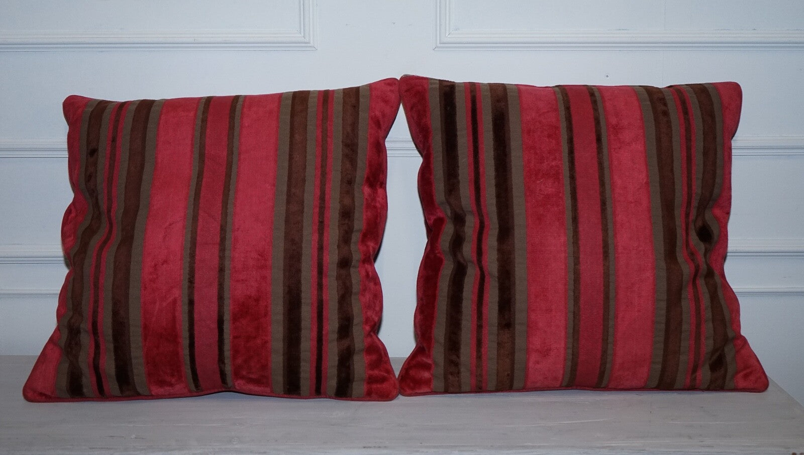 PAIR OF ALEXANDER & JAMES HUDSON STRiPEY SCATTER CUSHIONS