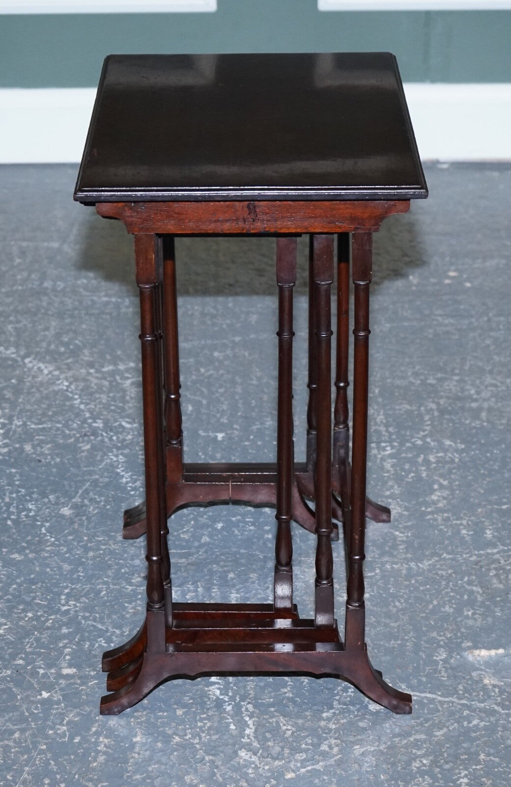 VICTORIAN NEST OF THREE NESTING TABLES SIDE TABLES WITH BAMBOO LEGS