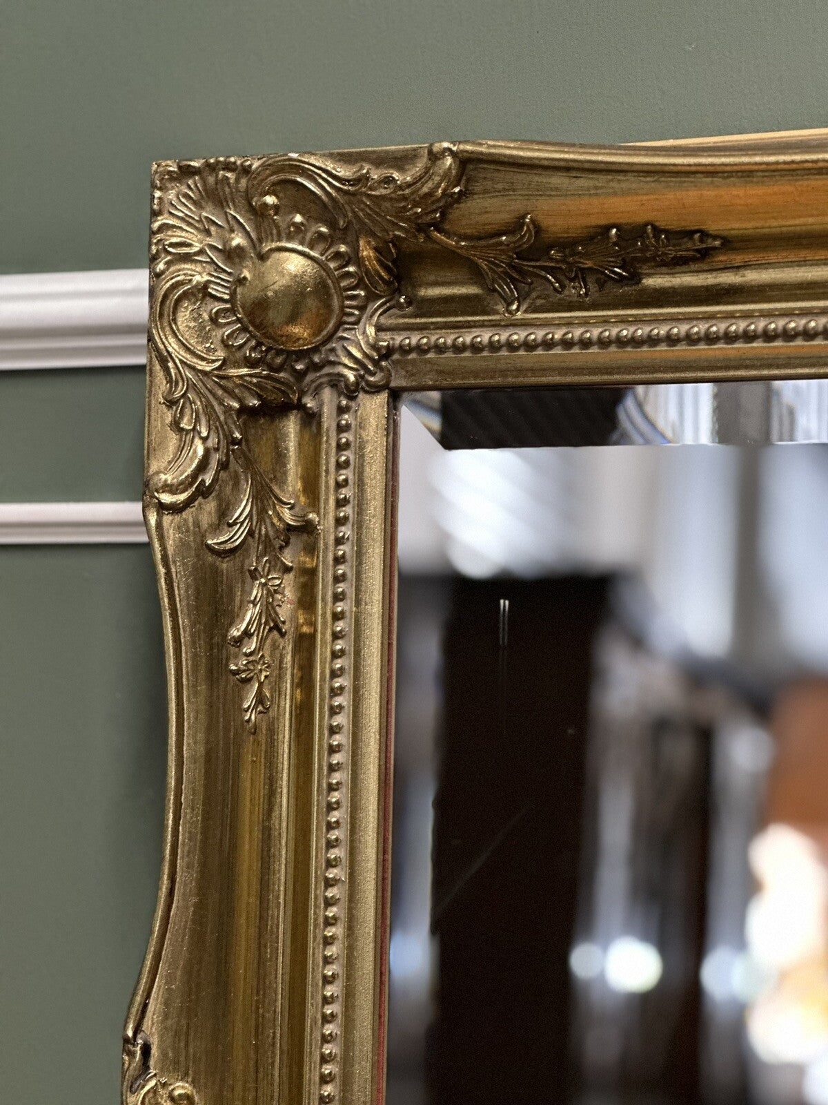 VINTAGE GOLDEN GILT STYLE OVERMANTEL WALL HANGING MIRROR, WIDTH 90 CM