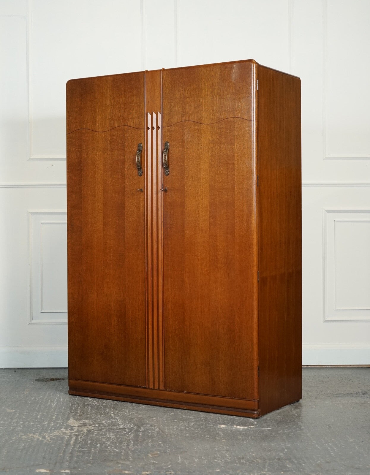 VINTAGE ART DECO MAHOGANY TWO DOOR WARDROBE BY LEBUS FURNITURE J1