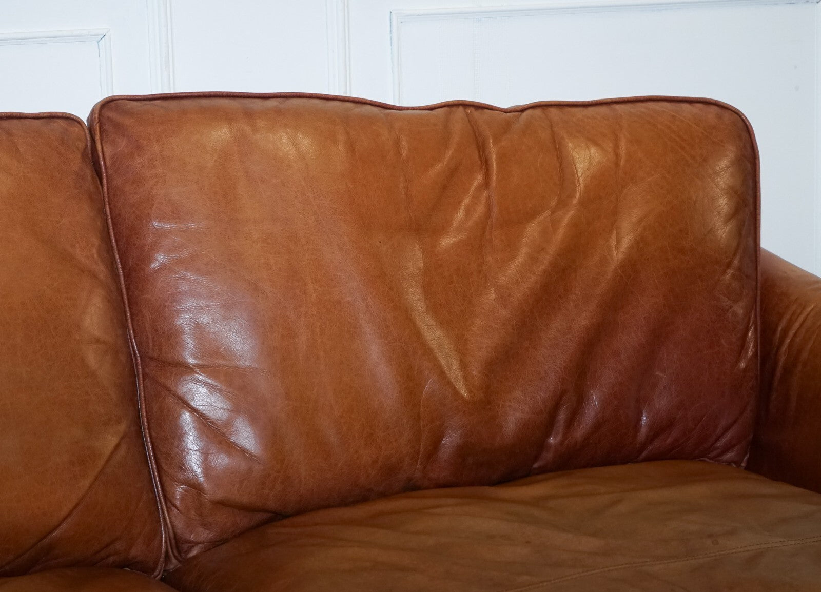 VINTAGE BROWN LEATHER TWO SEATER PARKER KNOLL SOFA