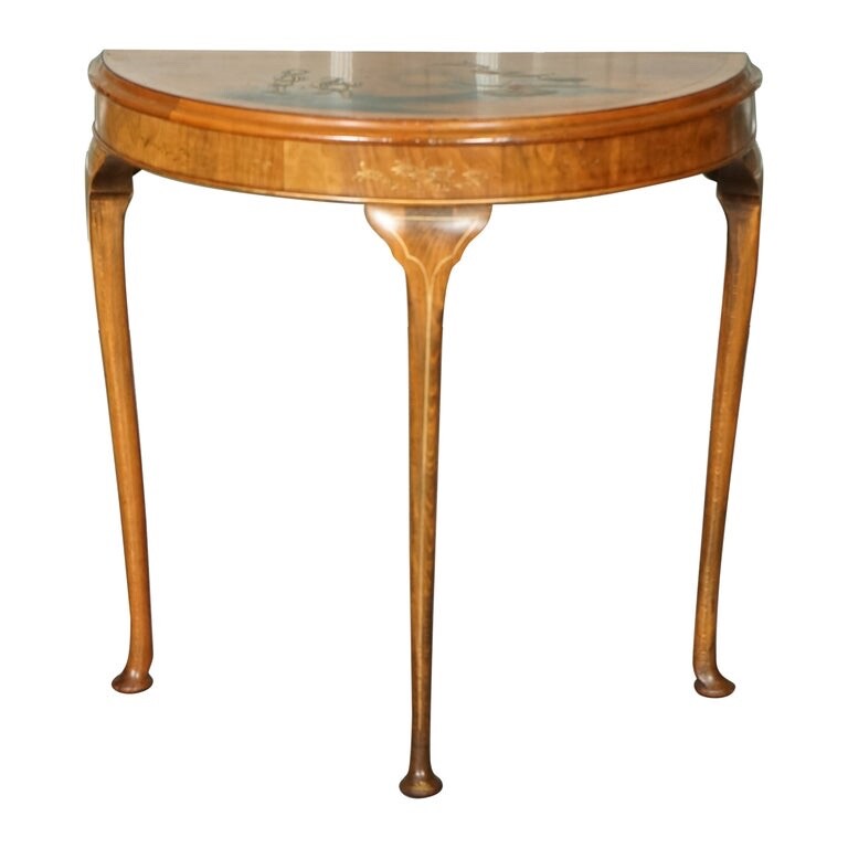 VINTAGE ORIENTAL HALF MOON DEMI LUNE TABLE MADE BY NORTHAMPTON CABINET COMPANY