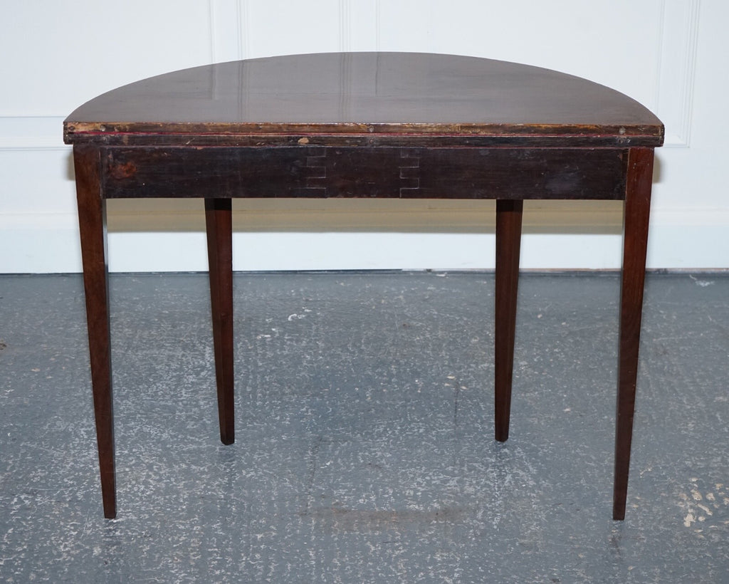 FINE ANTIQUE CIRCA 1890 CONSOLE GAMES DEMI LUNE HALLWAY CARD TABLE UNFOLDS