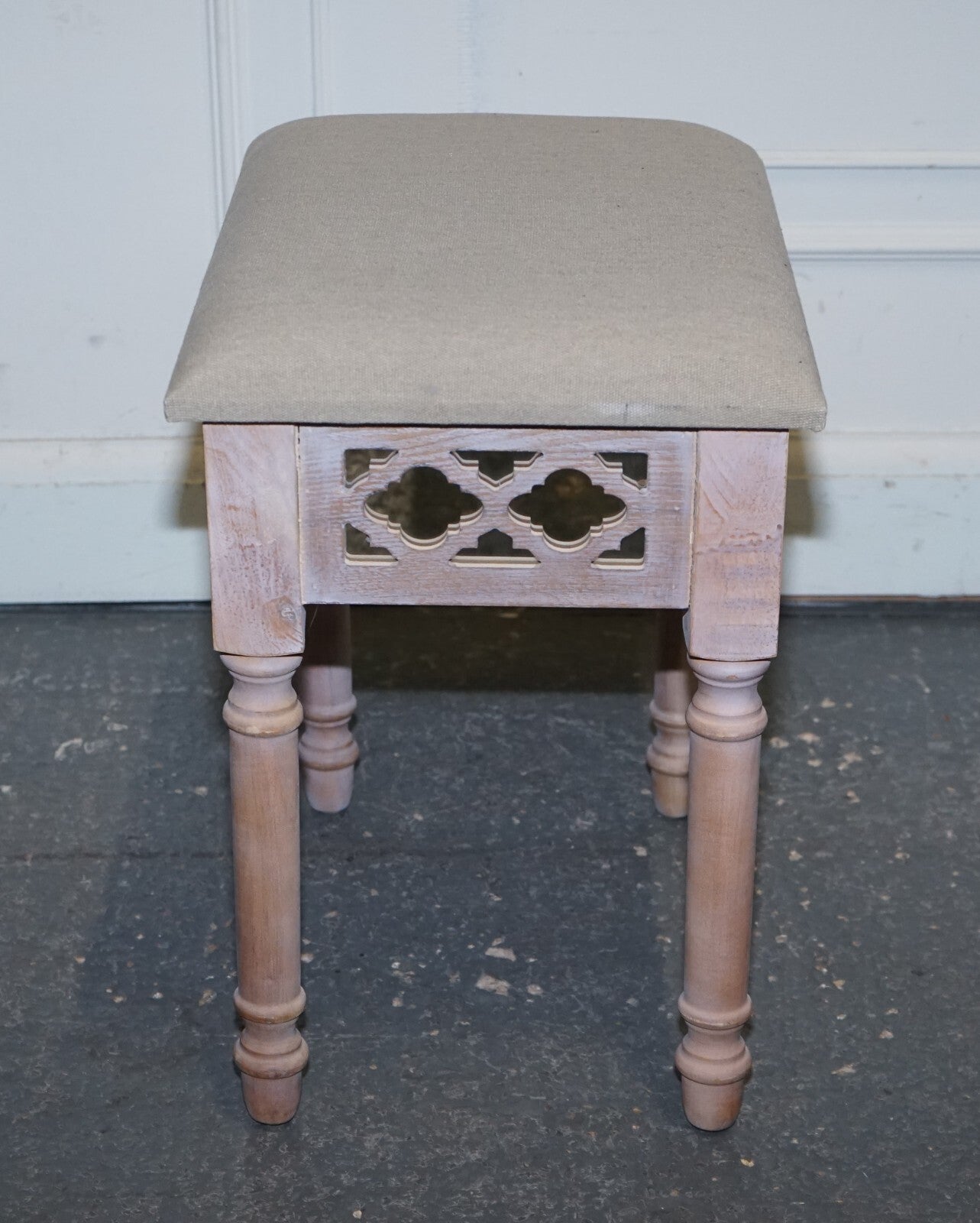PAINTED MIRRORED PINK VANITY STOOL WiTH CREAM FABRIC DRESSING TABLE AVAILABLE