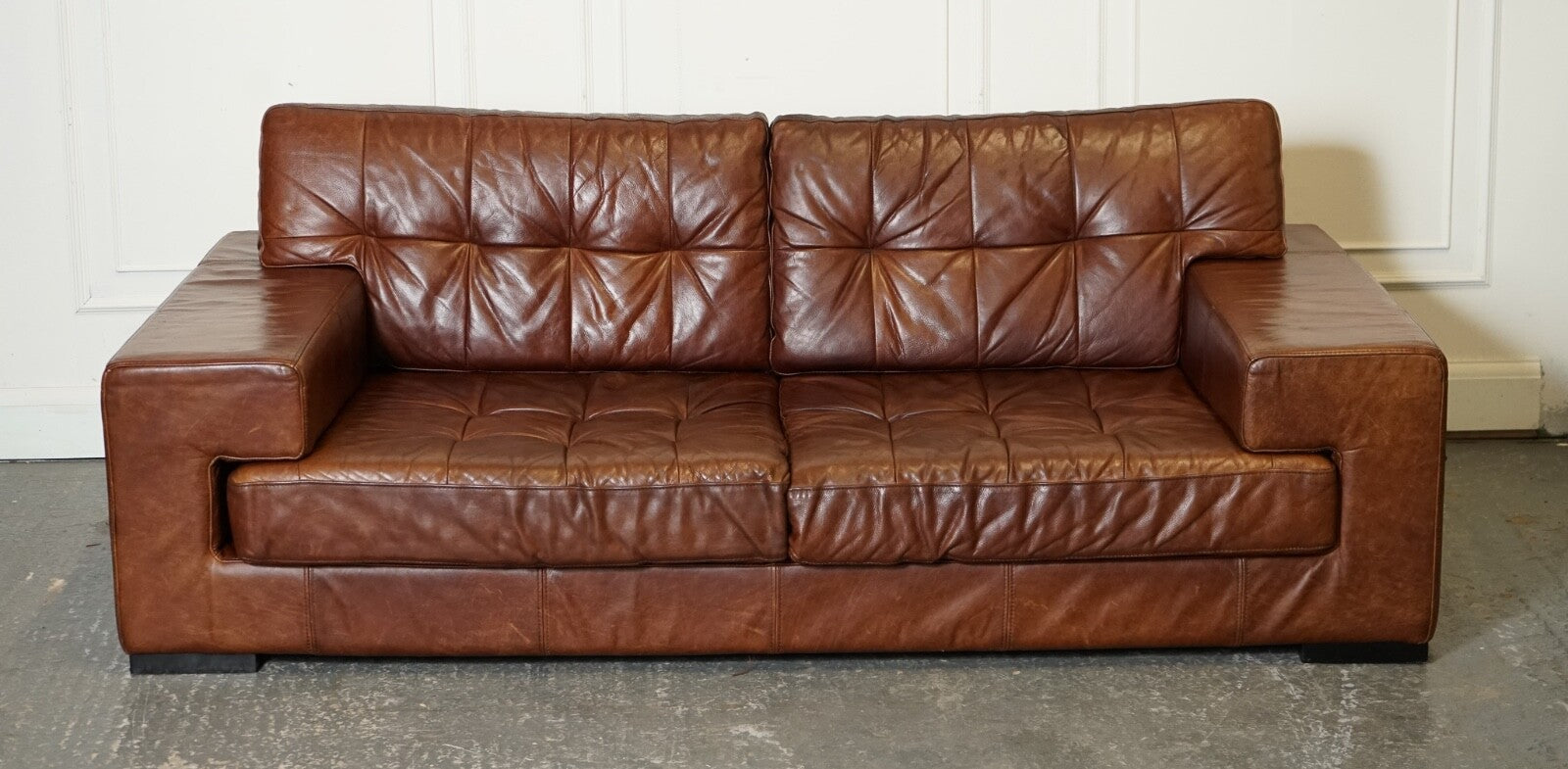 RETRO HALO TiMOTHY OULTON BROWN LEATHER SOFA